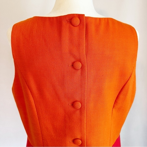 VTG Jessica Howard 2 Piece Suit Sleeveless Top Trouser Pant Orange Red MOD 12/14 - Picture 10 of 13